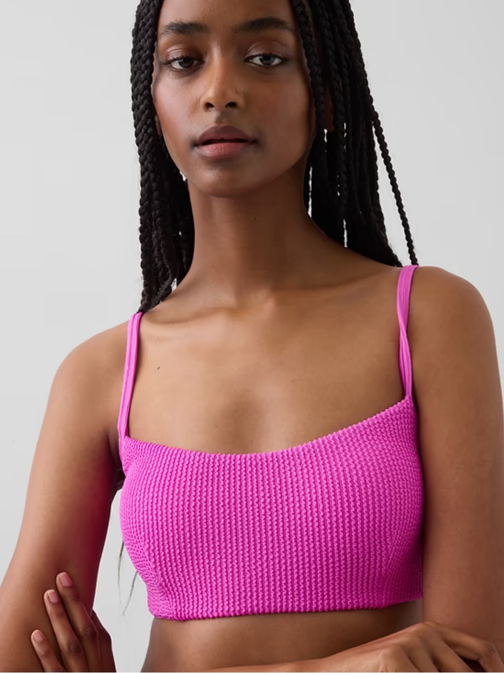 GAP NWT Pink Crinkle Textured Scoop Neck Bikini Top - Large